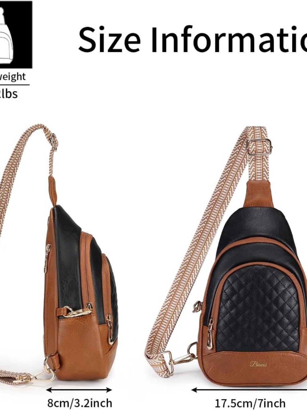 Women Black Brown Anti Theft Small Sling Zipper Lock Vegan Leather Crossbody Bag - Picture 5 of 6
